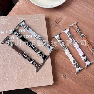 Suitable for Apple Single Loop - Metal Cartoon Puppy Bright Leather Strap Apple Watches10/9/8/Se/7