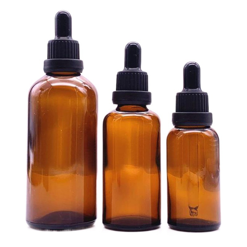 Botella de aceite esencial marrón botella de líquido de esencia de vidrio botella de aceite esencial portátil 5ml-100ml botella de mezcla de bricolaje de embalaje de cosméticos