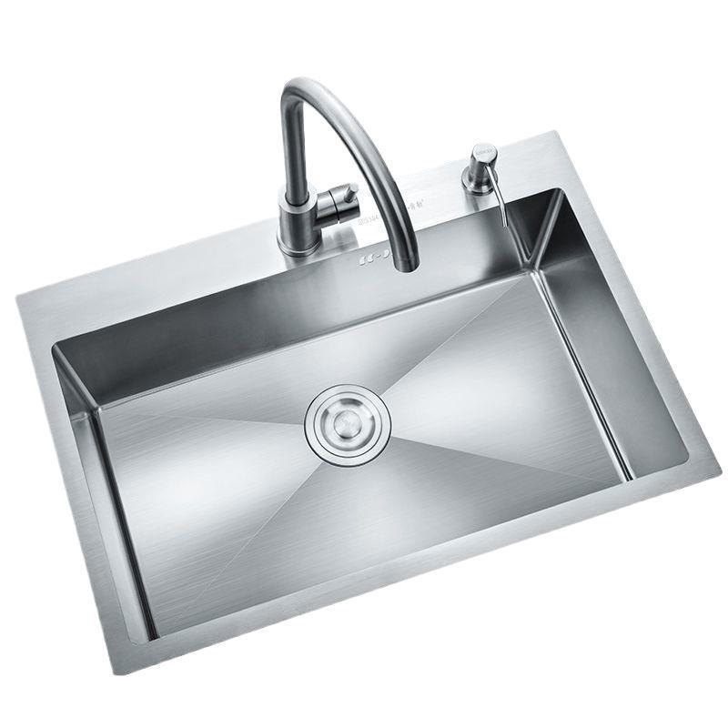 Fábrica directa 304 acero inoxidable dibujado a mano engrosado paquete de fregadero de doble ranura gran ranura de cocina lavado de verduras
