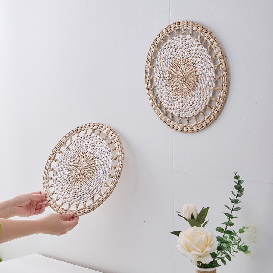 Tapices de Pared de Paja y Ratán para Casas de Huéspedes, Decoración de Pared para Sala de Estar y Dormitorio, Manteles Individuales, Posavasos, Decoraciones de Pared