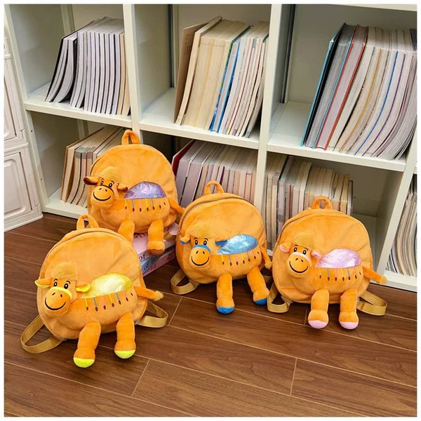 Desert Camel Plush Doll Backpack Kindergarten School Bag Large Capacity Baby Backpack Claw Machine Doll Toy Bag