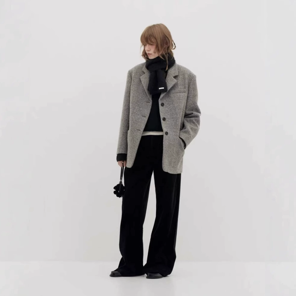 Корейский дизайнер Dongdaemun Lo*cla**ic, стеганая куртка с лацканами из 96% шерсти альпаки