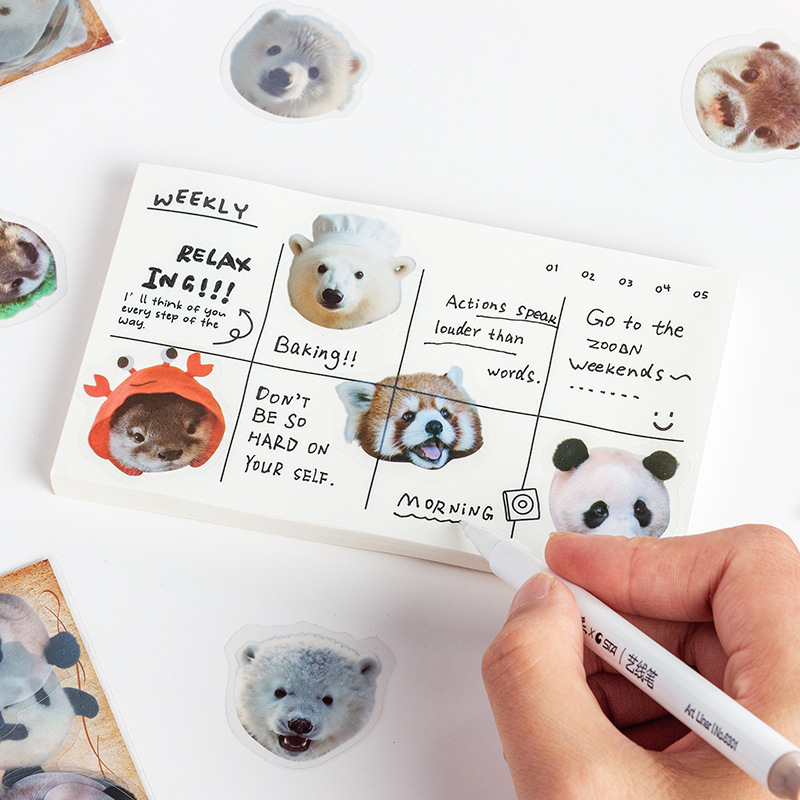 Cartoon animal avatar pegatinas bolsas diy diario diario decoración material graffiti transparente pegatinas pet impermeable