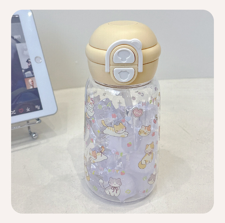 Cute Straw Water Bottle Large Capacity Portable For Students_voghion.com