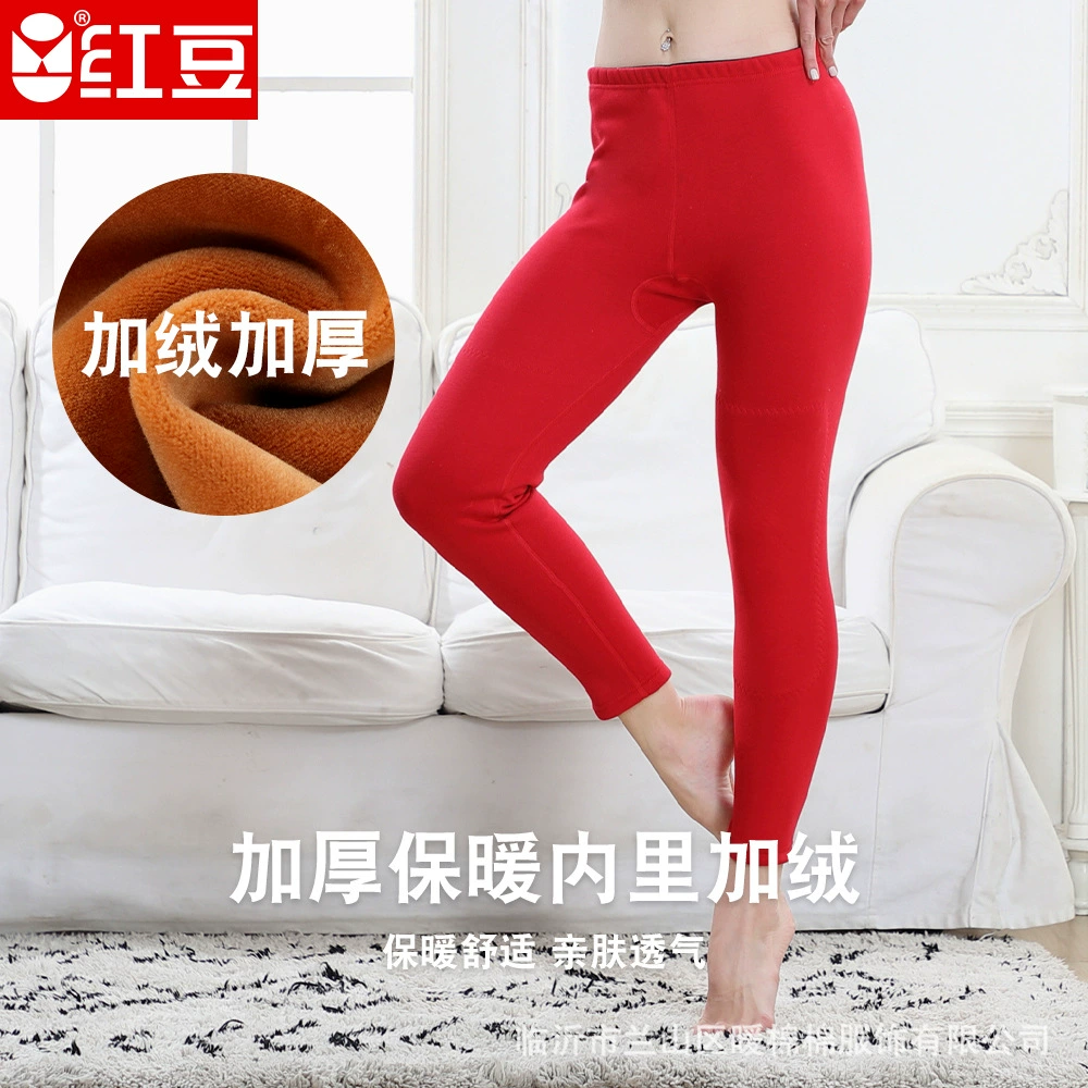 Красная фасоль женские на флисовой подкладке толстые теплые брюки цельные зимние теплые