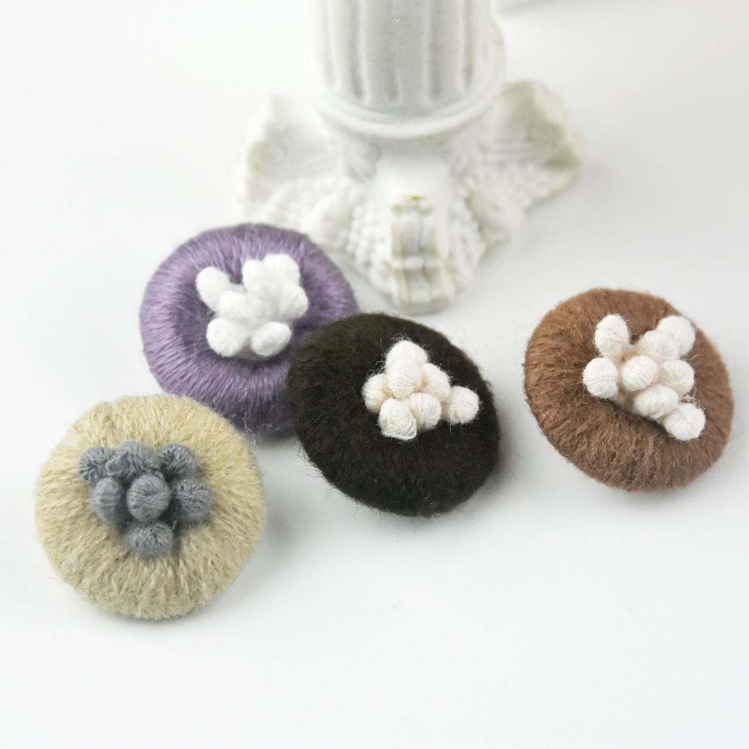 森系马海毛纽扣可爱手工毛线钩花复古胸针服装材料发夹饰品配件