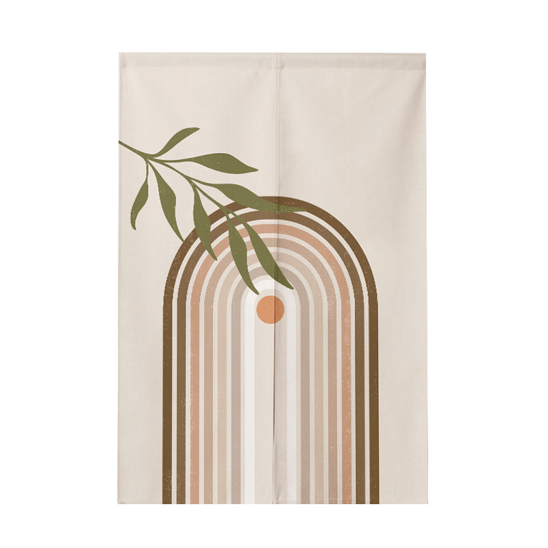 Cortina minimalista con diseño floral de hojas Morandi, cortina divisoria, cortina de cocina sin perforaciones, cortina semientrelazada para inodoro.