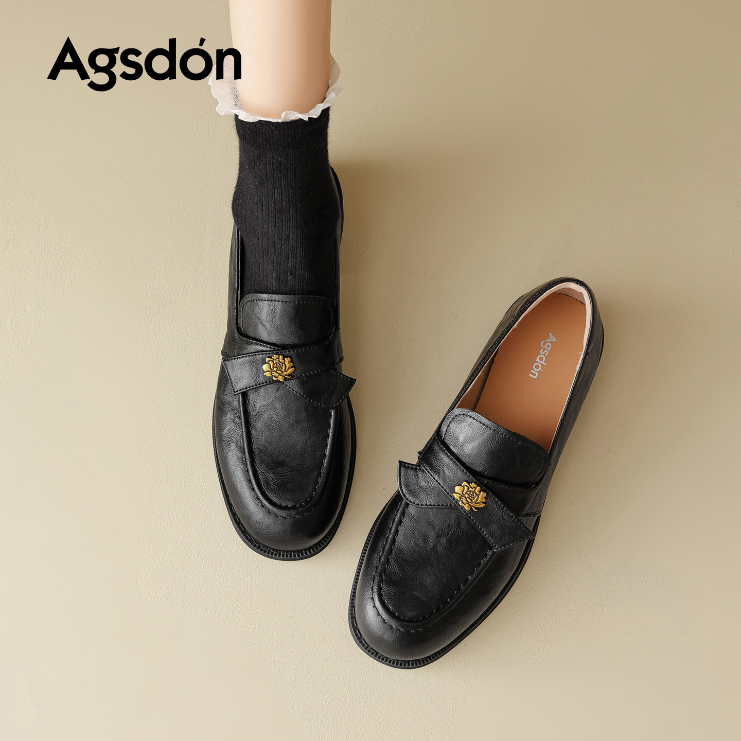 León antiguo camellia Lefour zapatos para mujeres 2025 nuevo otoño viaje zapatos de tacón grueso zapatos de cuero negros británicos