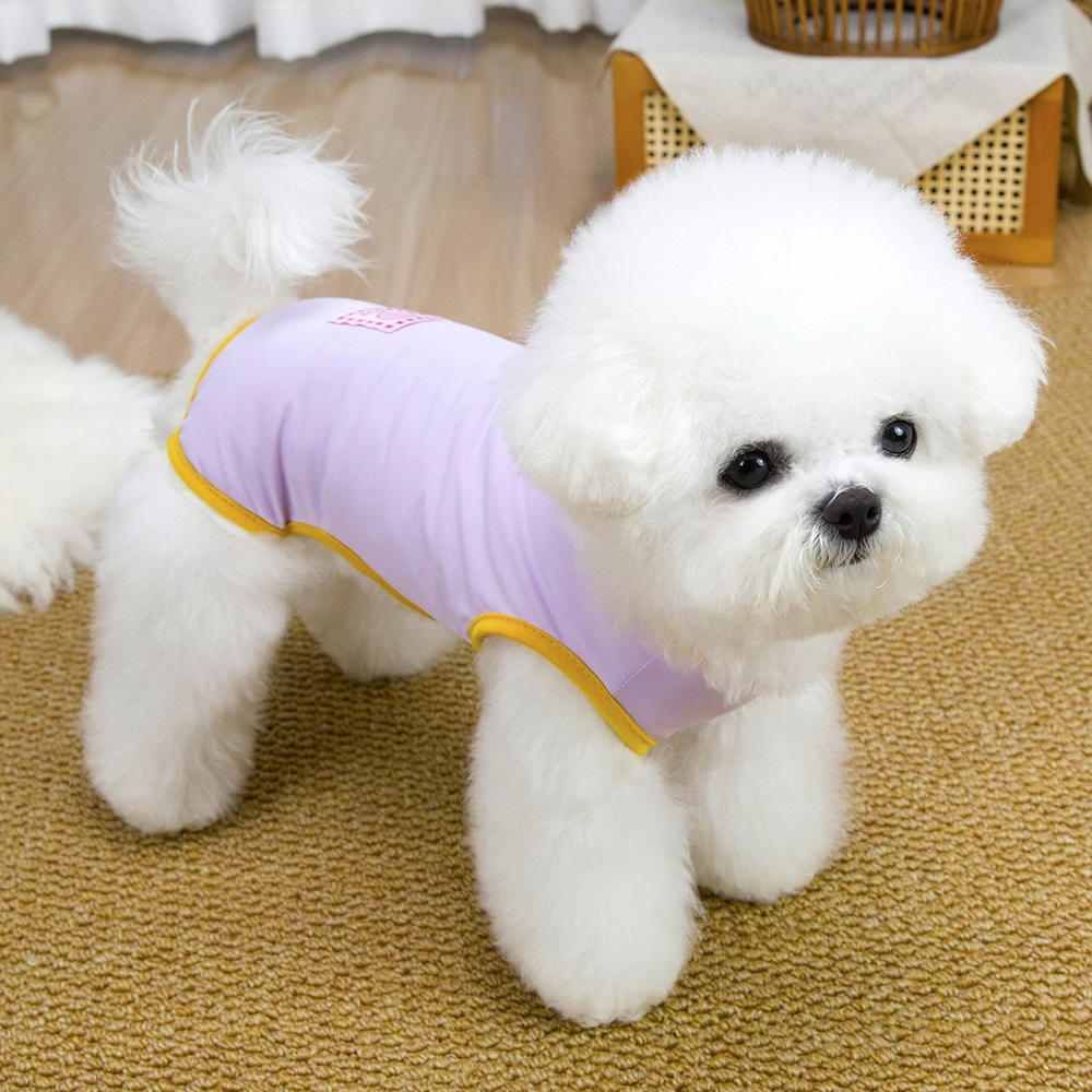 Ropa para mascotas, gatos y perros, primavera y verano, conjunto sin mangas fino para Bichón Frisé o Teddy, traje de verano transpirable y fresco para mascotas de cuatro patas._voghion.com