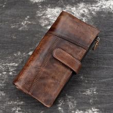 Luufan Vintage Genuine Leather Long Wallet Men Women RFID Bl