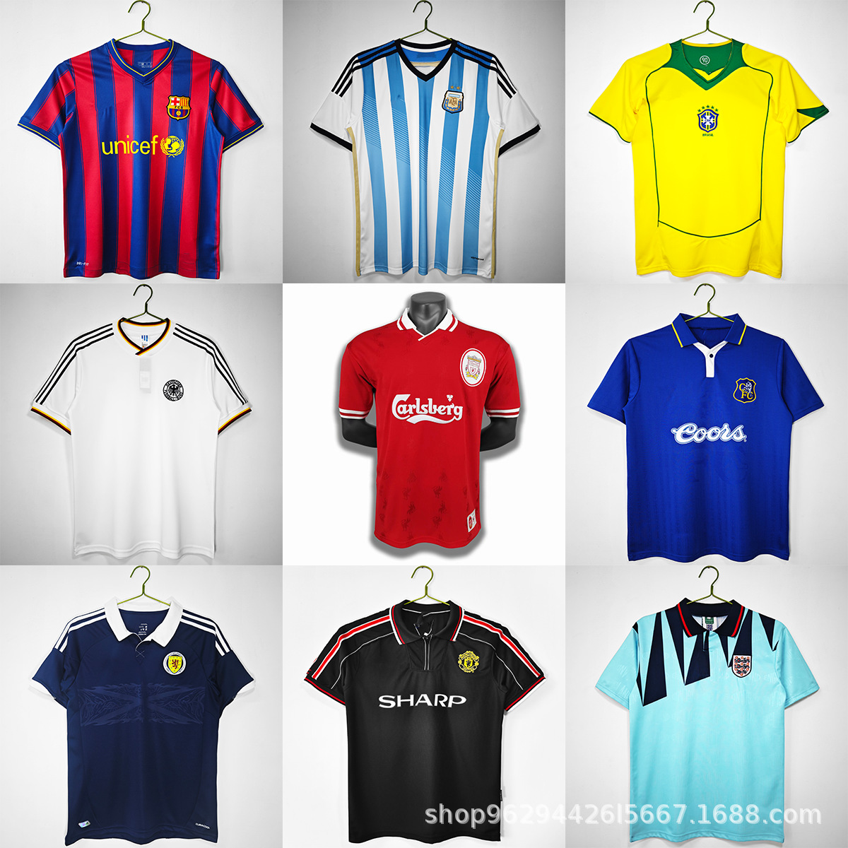 Vintage football jerseys Liverpool France England Germany Chelsea