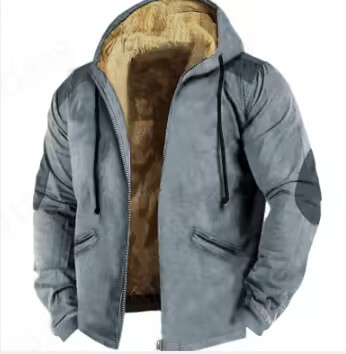 Europa y América transfronteriza multicolor color sólido impresión 3D Impresión digital suéter con capucha forro marrón Chaqueta de algodón acolchado