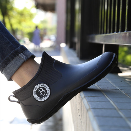 Cross-border rain boots for men, new Chelsea fashion short rain boots, Japanese style simple non-slip soft sole low-top women's overshoes
