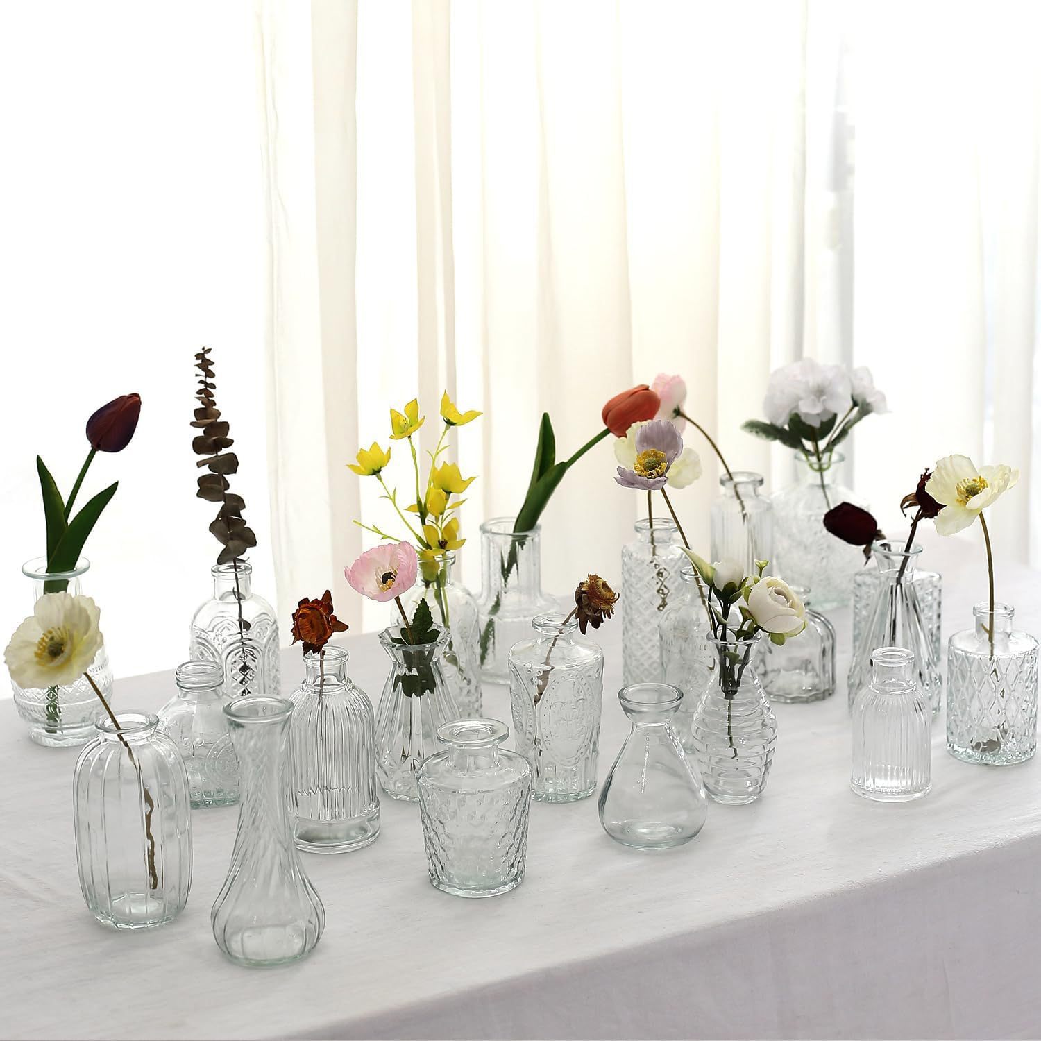 Vaso de vidrio retrógrado personalizado decoración suave de alta calidad pequeño jarrón de vidrio transparente botella de aroma decoración para el hogar