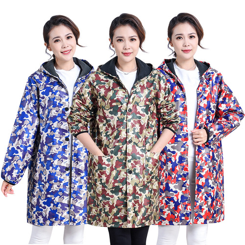 Waterproof and Stain-Resistant Adult Unisex Overalls Apron Camouflage Fleece Lined Thick Long-Sleeve Autumn/Winter Kitchen Work Uniform Jacket