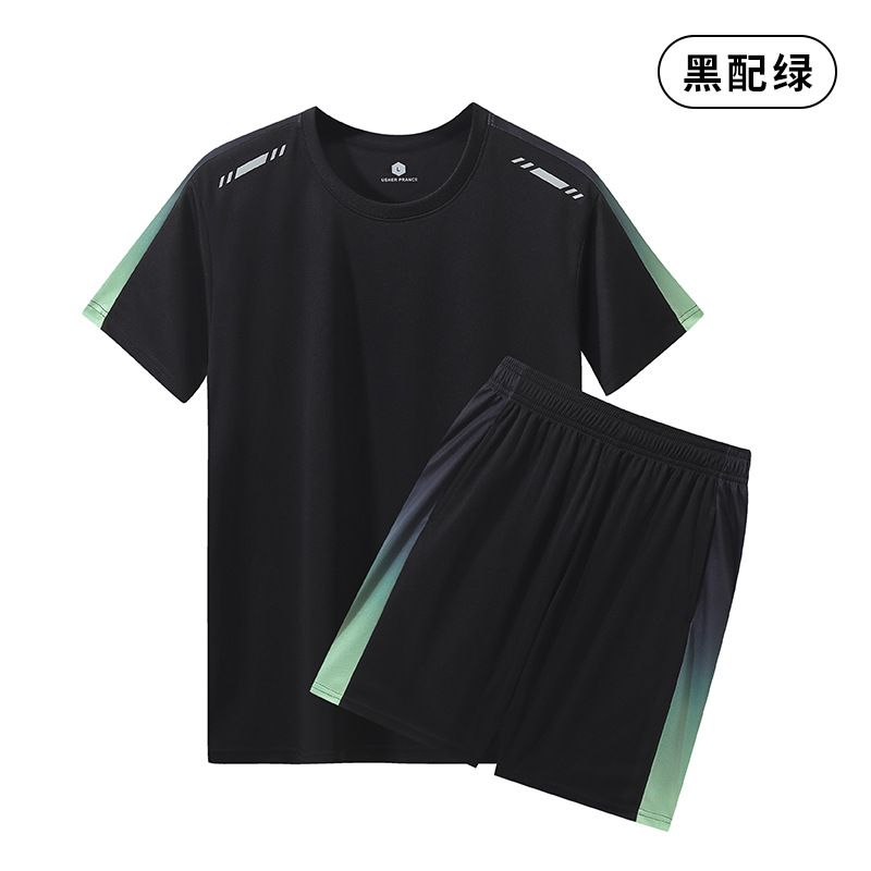 Traje deportivo de verano para hombres running fitness suelta ropa seca rápida camiseta de dos piezas manga corta pantalones cortos ropa de entrenamiento de fútbol
