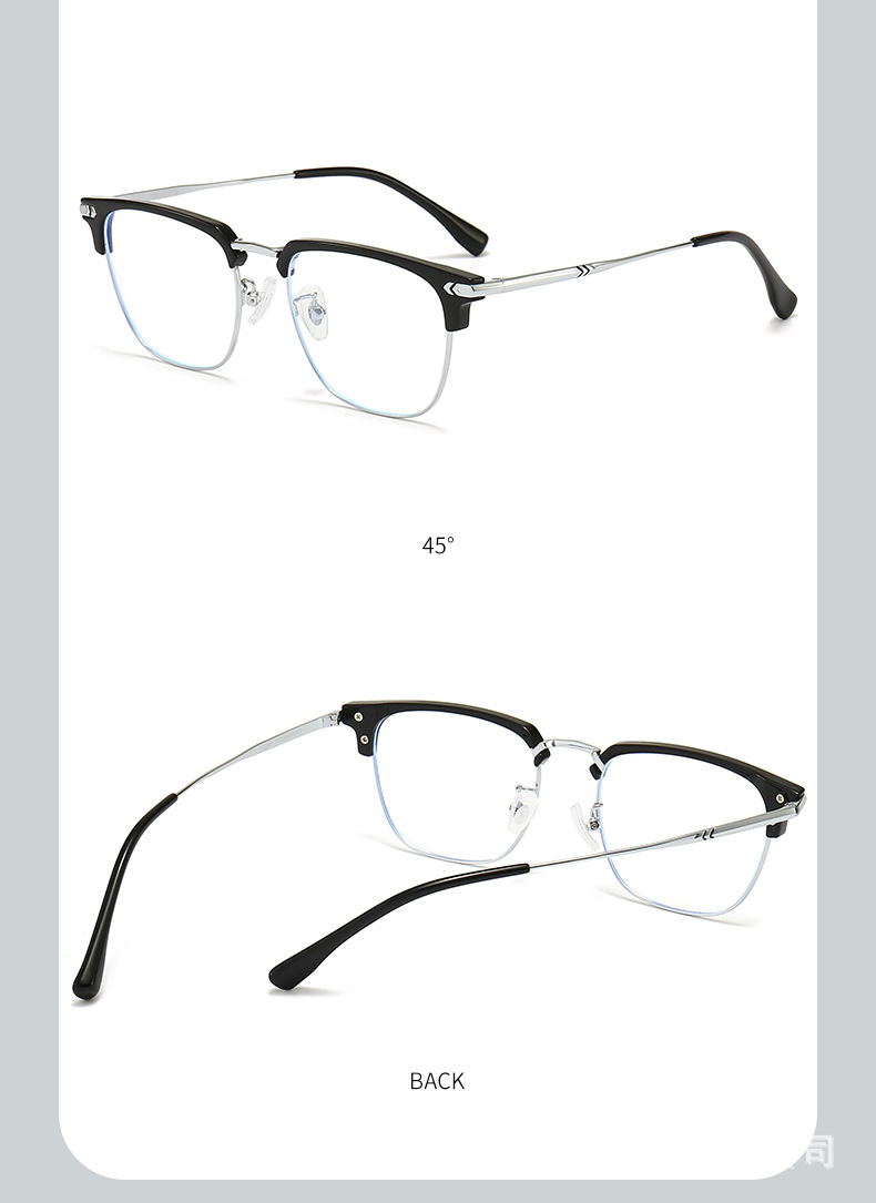防蓝光新款眼镜框 tr90眉毛金属半框镜架男士复古商务眼镜半金属详情12