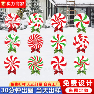 New Christmas card candy bow courtyard decorative sign outdoor lawn garden card waterproof