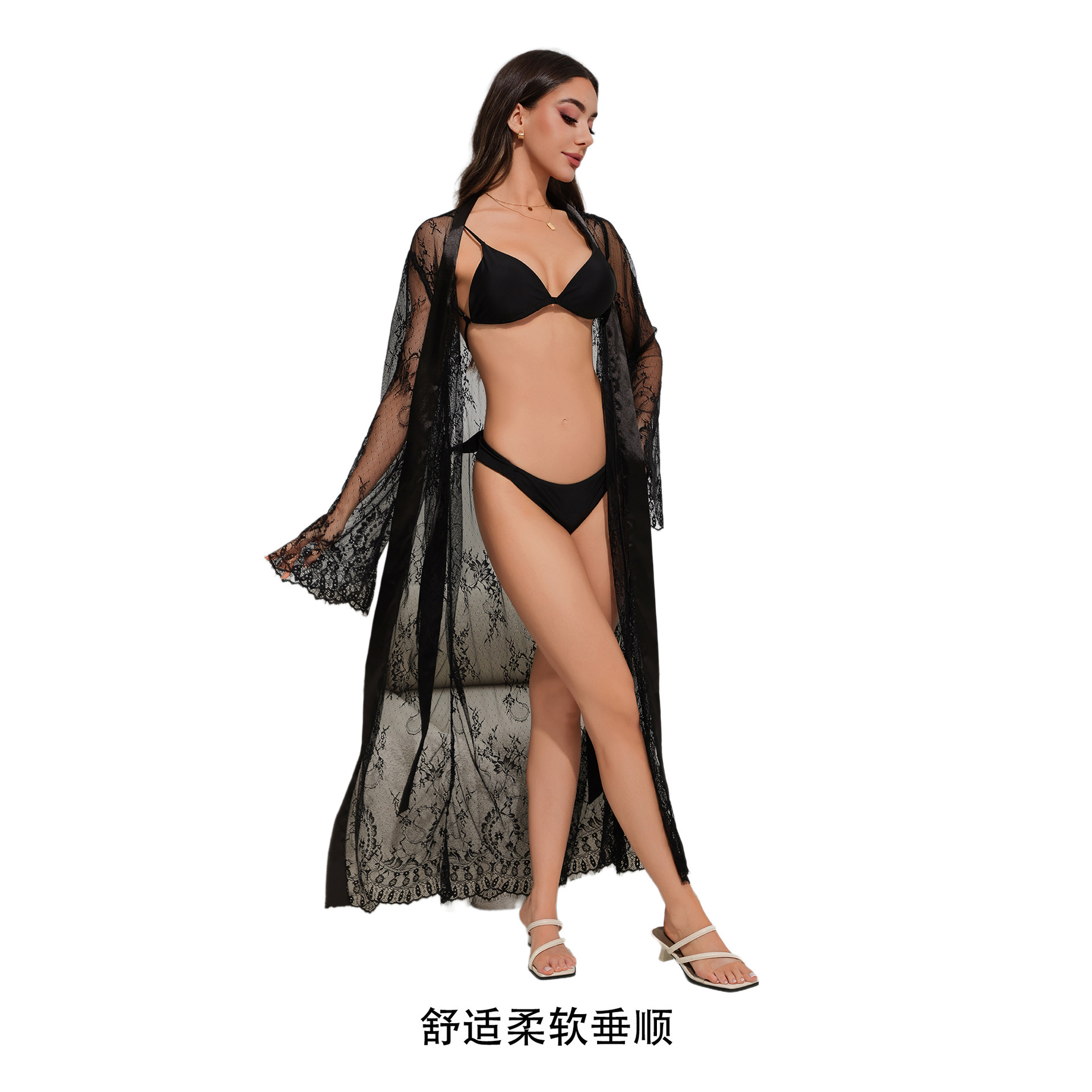 Yaoting transfronterizo amazon nuevo pijama sexy encaje bata bata bata de baño ropa de casa bata para dormir 3577