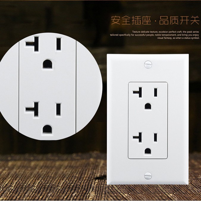 Enchufe estándar norteamericano 115 * 70mm panel estadounidense doble NEMA enchufe estándar norteamericano interruptor de pared