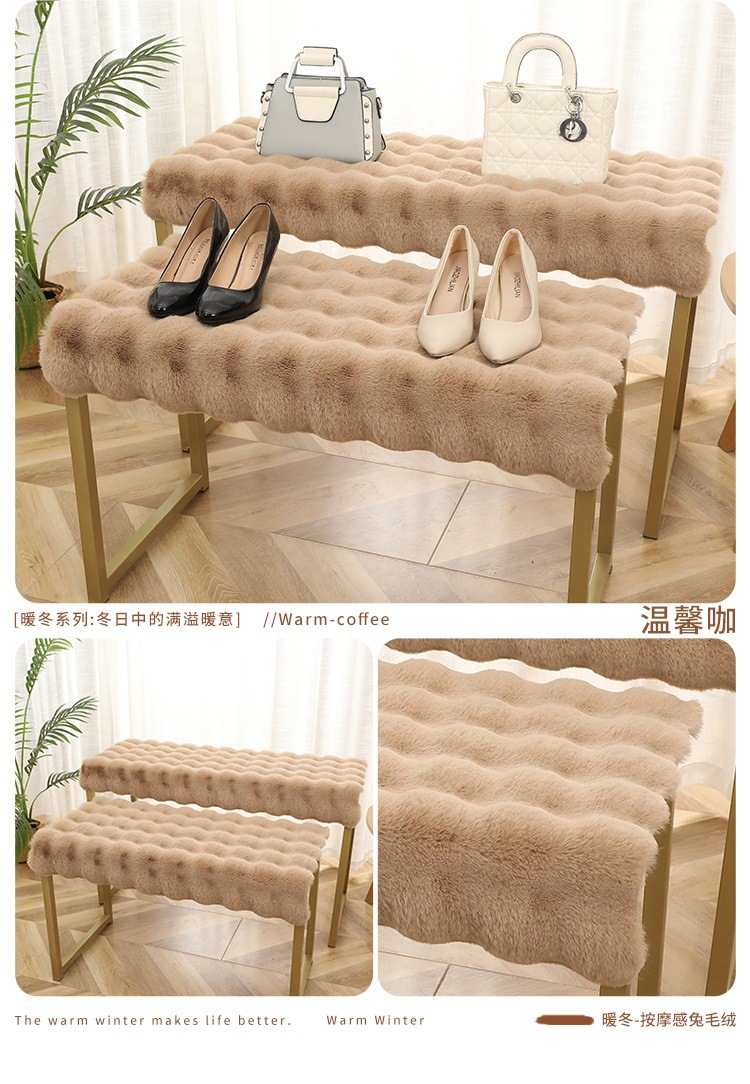 Short Plush Bay Window Mat, Balcony Mat, Faux Wool, Non-Slip Particle Bottom, Washable, Dressing Room Window Mat, Floor Mat for Winter