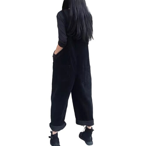 Spring and Autumn New Loose and Slimming Plus Size Casual Straight Leg Wide Leg Harness Pants for Women, Versatile and Fashionable One-Piece Pants