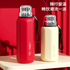 新型高颜値316ステンレス大容量バウンス鋼蓋保温カップ携帯取っ手付きカップ両用礼