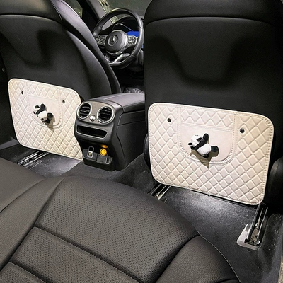 Chair back anti-kick pad – Seat Back Anti-Dirty Protective Pad - pack-of-2-panda-white-anti-kick-pad-short-style