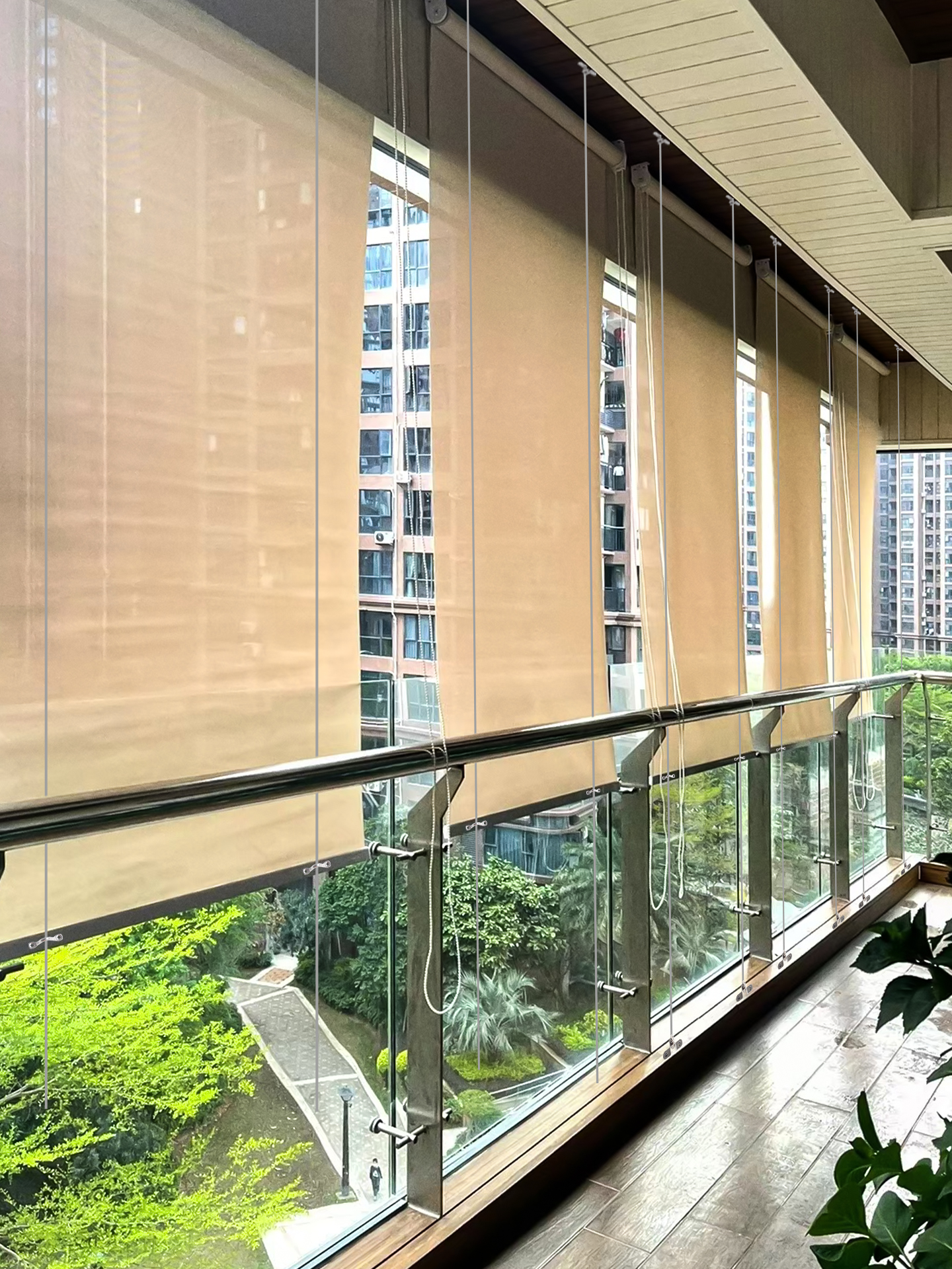 ♔ Balcony Windproof Roller Blinds, Smart Manual Lift, Office Rooftop Outdoor Gazebo, Rainproof, Heat-Insulating, Sunshade Curtains