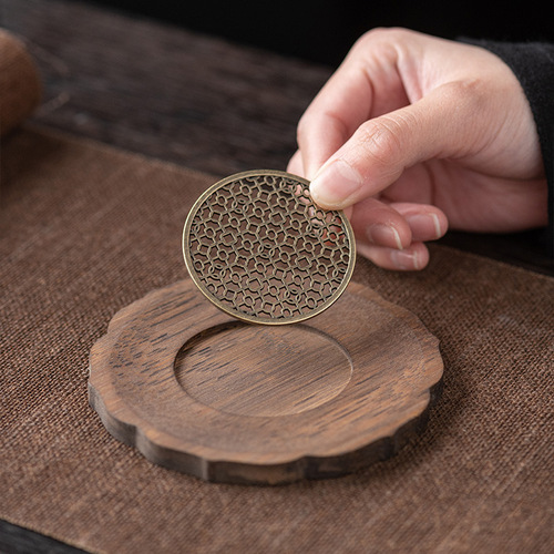 WBZ7 Kung Fu tea set coaster coaster saucer tea pad solid heavy bamboo insulation pad Kung Fu tea set spare parts alloy small
