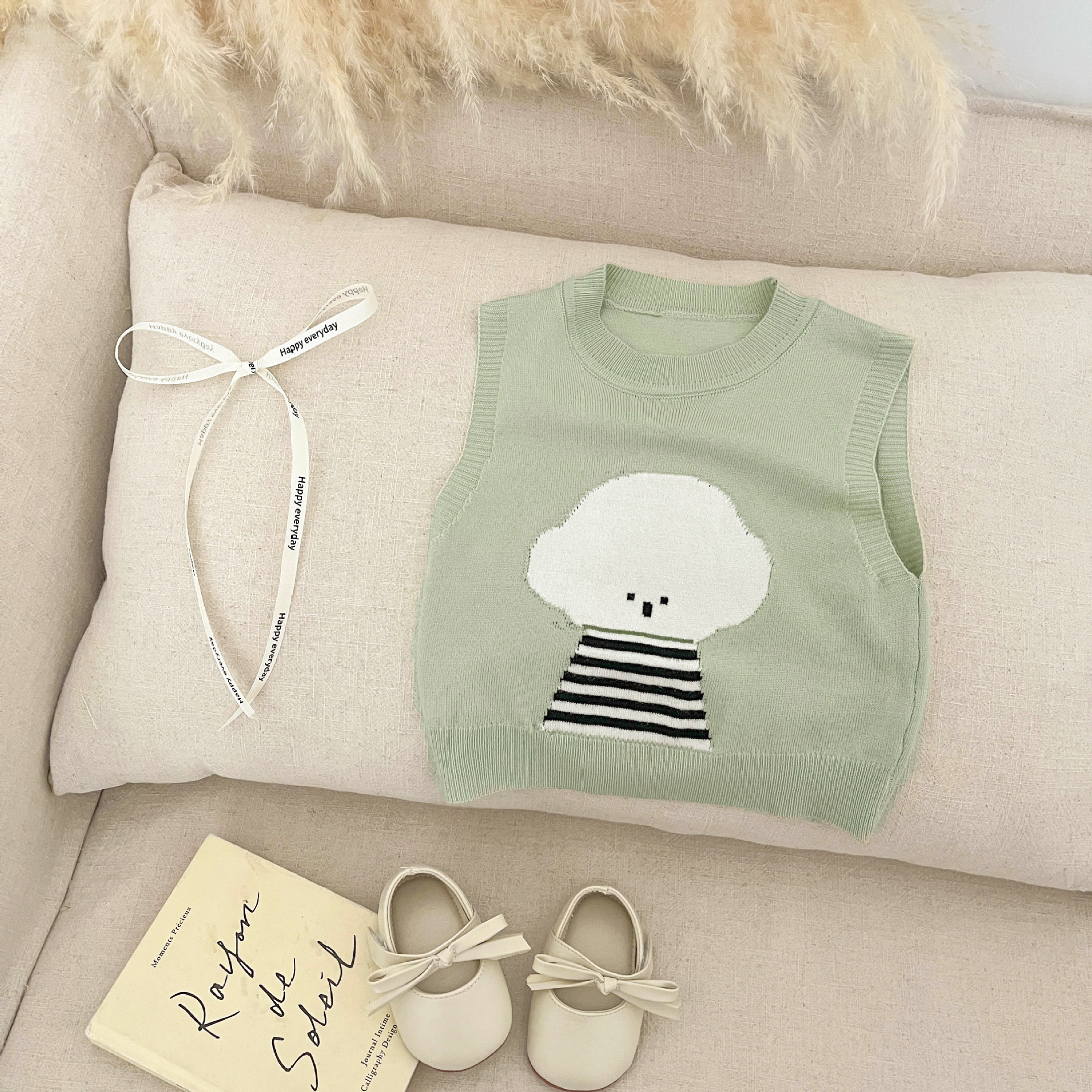 Bebé estilo occidental dibujos animados cachorro suéter chaleco coreano niña bebé suéter delgado chaleco de todo fósforo ropa infantil linda
