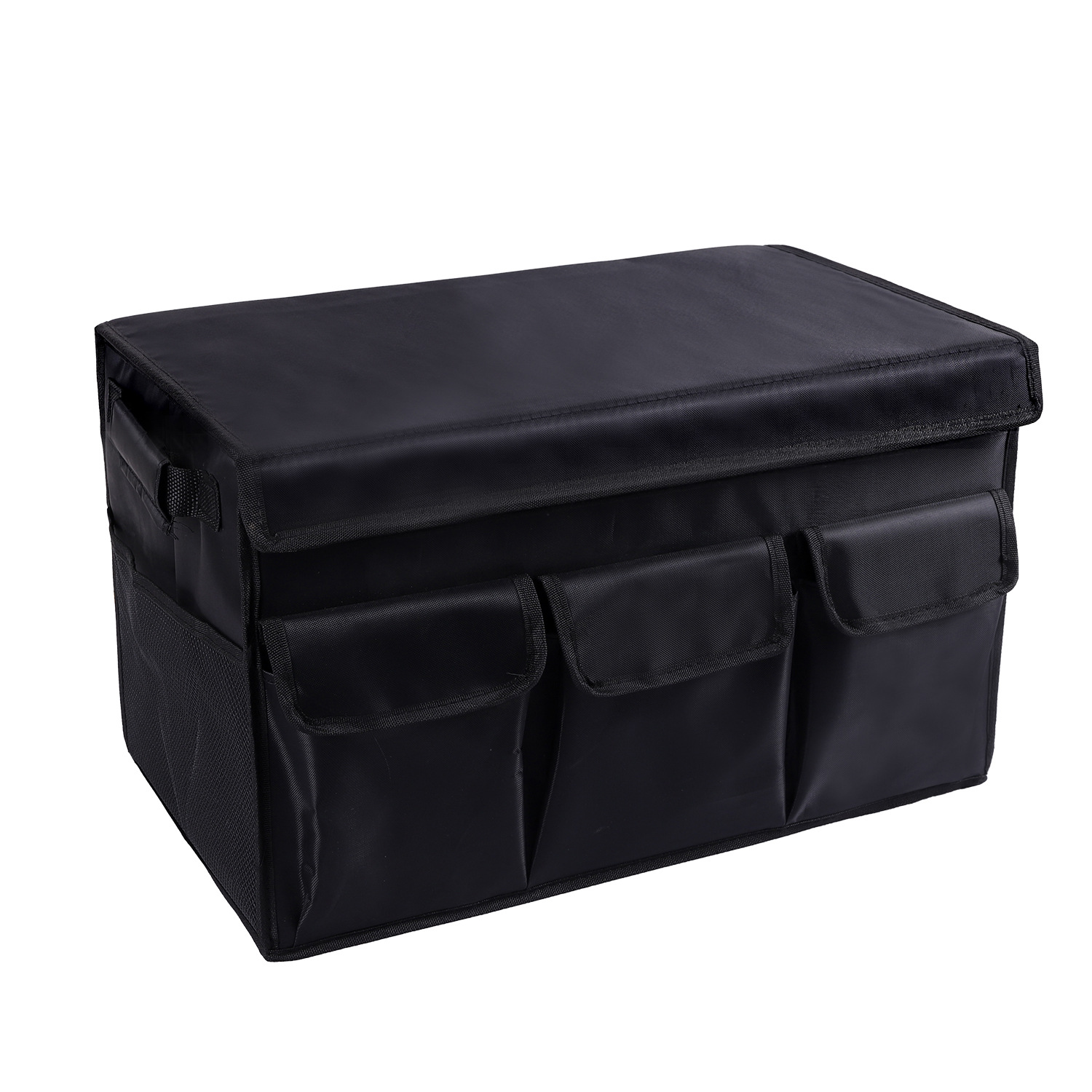 Caja de almacenamiento para artículos de automóvil de respaldo tipo plegable multifuncional para acabado trasero del automóvil