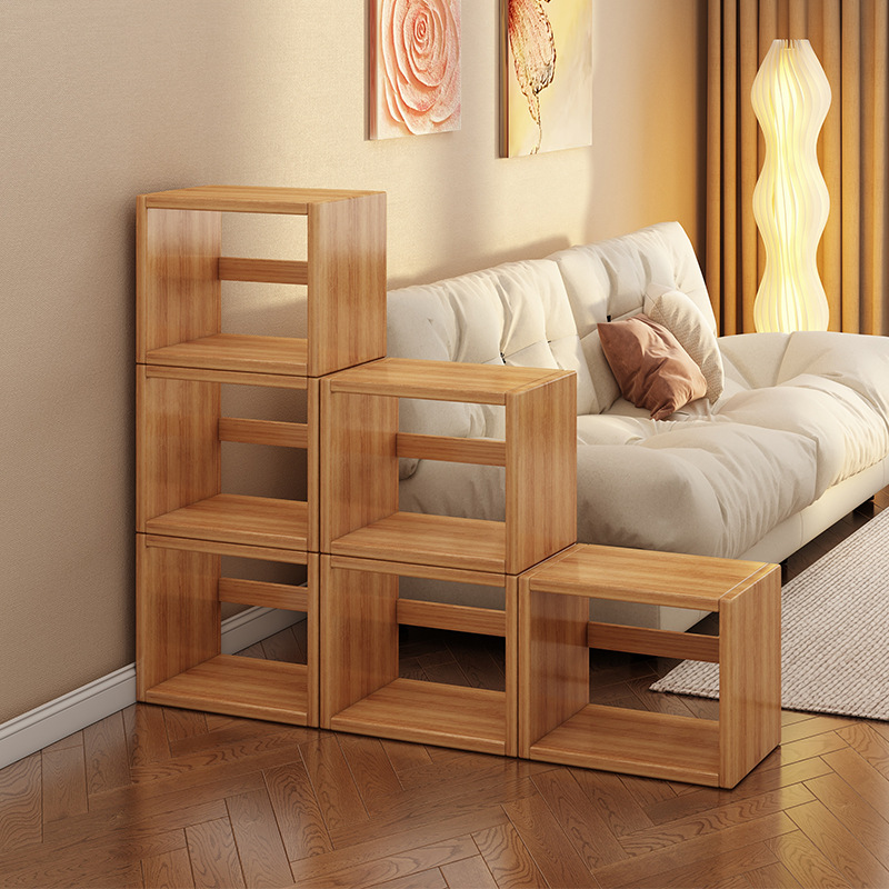 Librería de madera maciza estante sala de estar estante de almacenamiento libre de montaje armario sofá armario de almacenamiento casero armario de almacenamiento