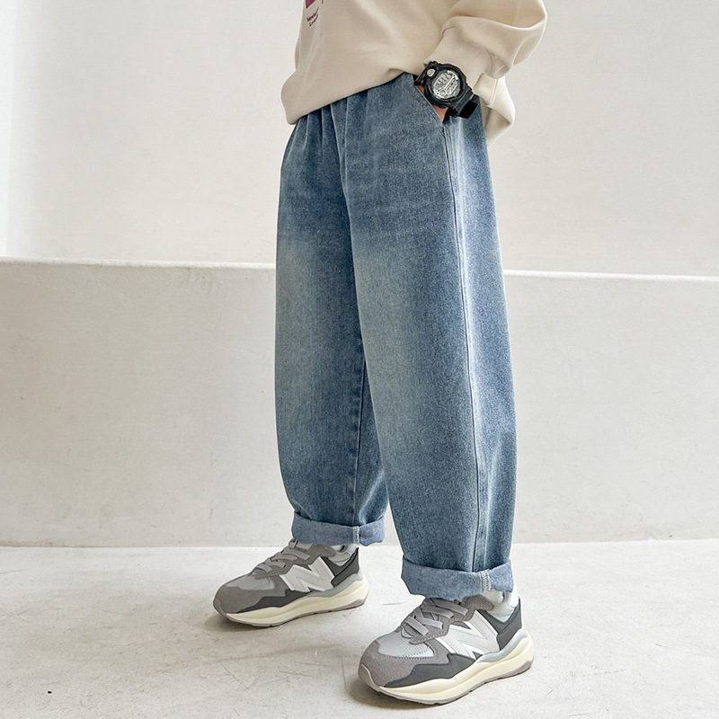 Children's Jeans 2025 New Style Medium and Large Kidsren's Boys' Autumn Pants Straight Casual Denim Pants, Fashionable and Versatile
