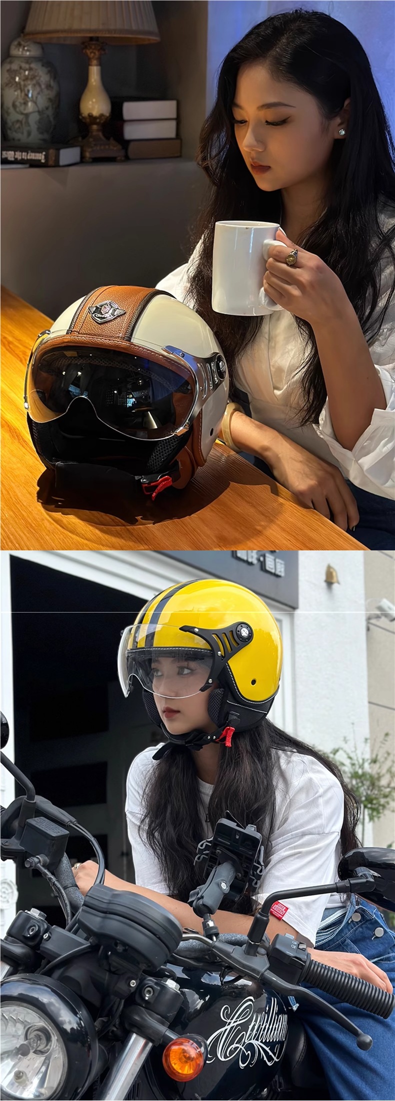 German Qudas Motorcycle Helmet Men's and Women's Retro Four-Season Electric Vehicle Half Helmet Safety Helmet 3C Certification