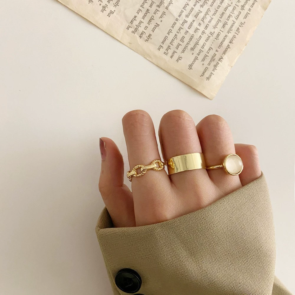 Ring multi-joint set, European style, metal adjustable stackable rings, assorted designs