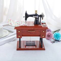 Retro Nostalgic Style Redwood Sewing Machine Music Box, Classic Medium Size, New Chinese Creative Gift