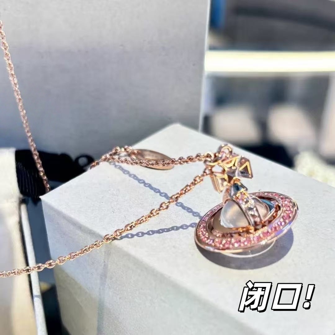 Vivienne Westwood Empress Orb Necklace Metal Crystal Rose Gold