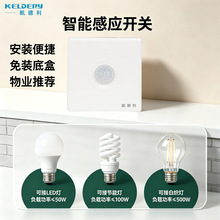 人体感应开关86型红外明装智能光控楼道走廊玄关延时开关220V批发