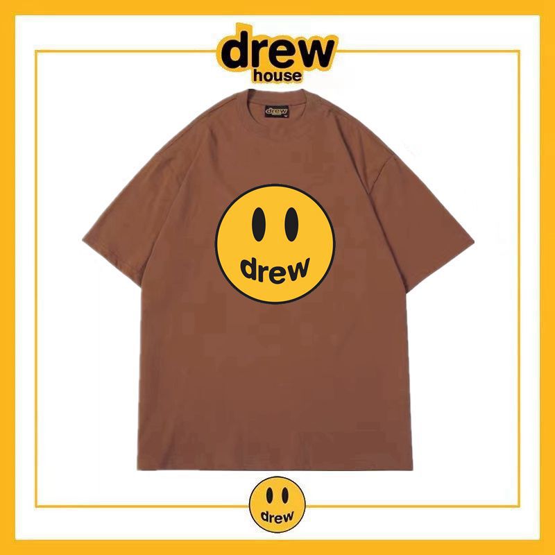 Drew Smiley Short-sleeved T-shirt Men's Trendy Brand European and American High Street Justin Bieber Loose Summer Cotton Top for Couple