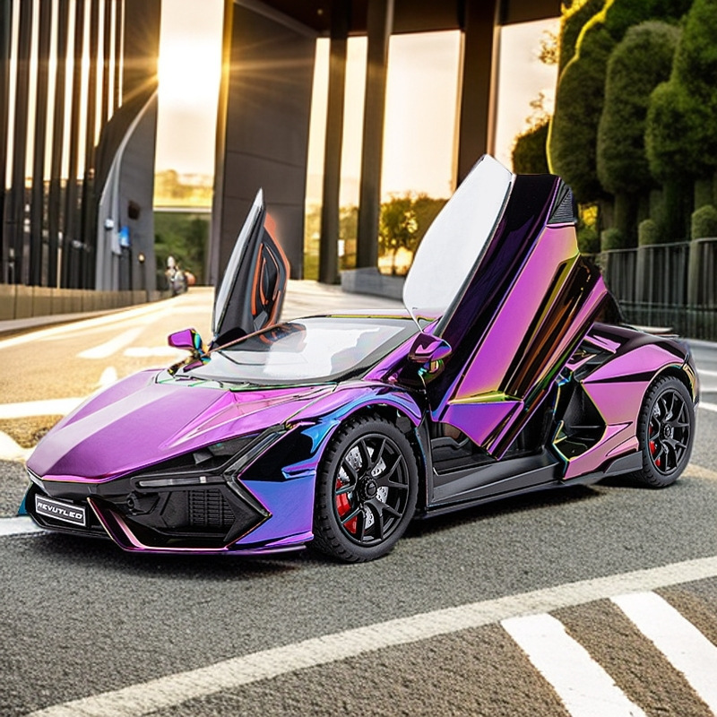 Car to 1:24 Rambo Alloy Car Model Huili Acousto-Optic Toy sports car Simulation Sprayable Upper Door Opening Daniel