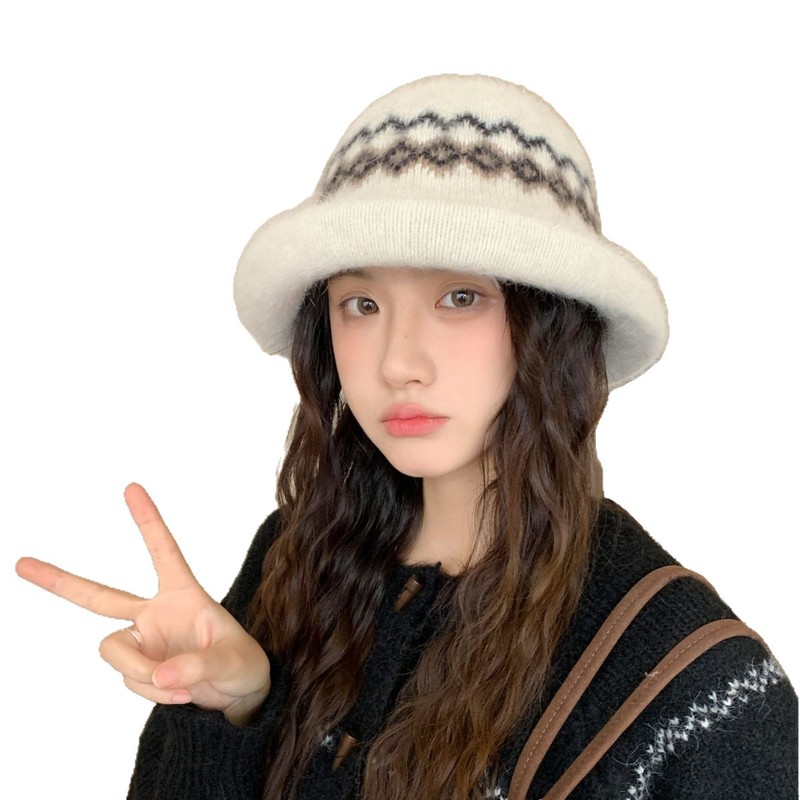 新款盆帽休闲加厚毛线帽秋冬季女保暖加绒时尚帽子百搭针织帽批发|undefined