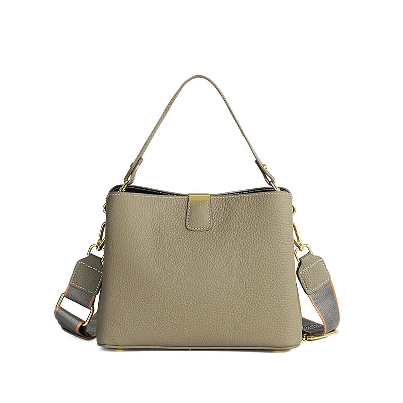 Fashion Cowhide Leather Bag For Women 2025 New Large Capacity Bucket Bag Versatile Commuter Genuine Leather Crossbody Shoulder Handbag - Thumbnail 5