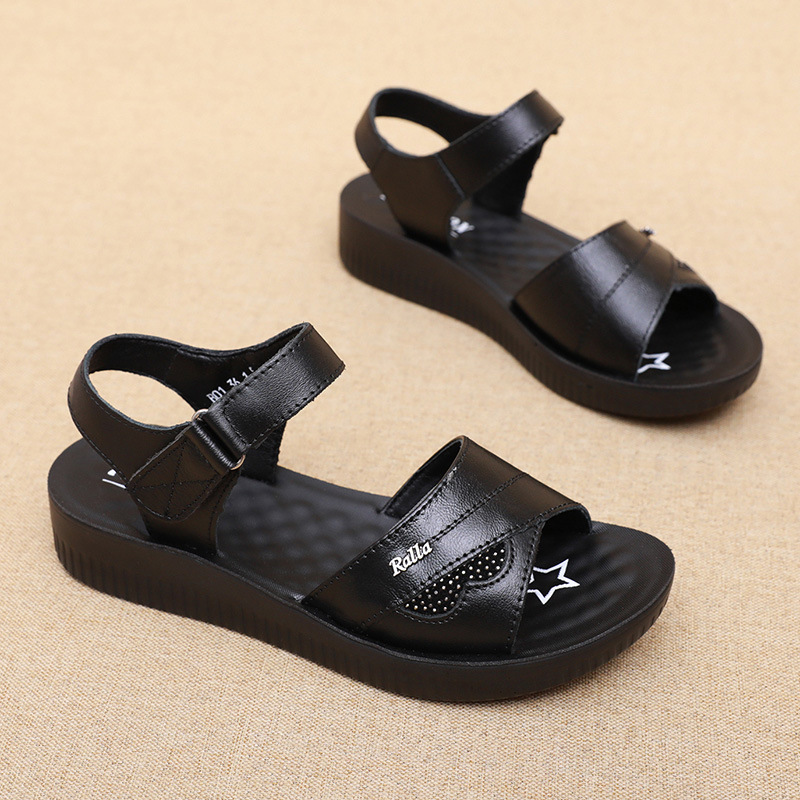 Factory Direct Sales Mom Sandals Soft-Soled Women's Sandals Wear-Resistant Flat-Soled Lightweight Elderly Large Size Middle-Aged and Elderly Sandals Dropshipping