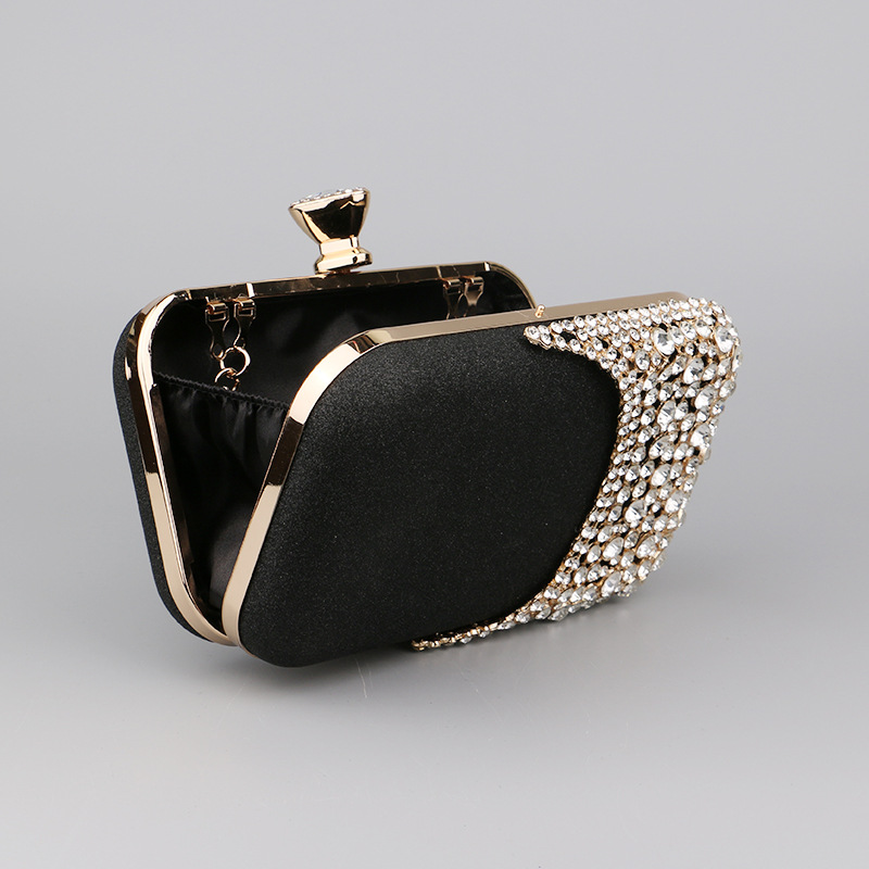 Single Shoulder Strap Strap Type Evening Bag Bags Type Party Occasion Black Gold Silver Pu Leather Color Block Rhinestone Square Evening Bags