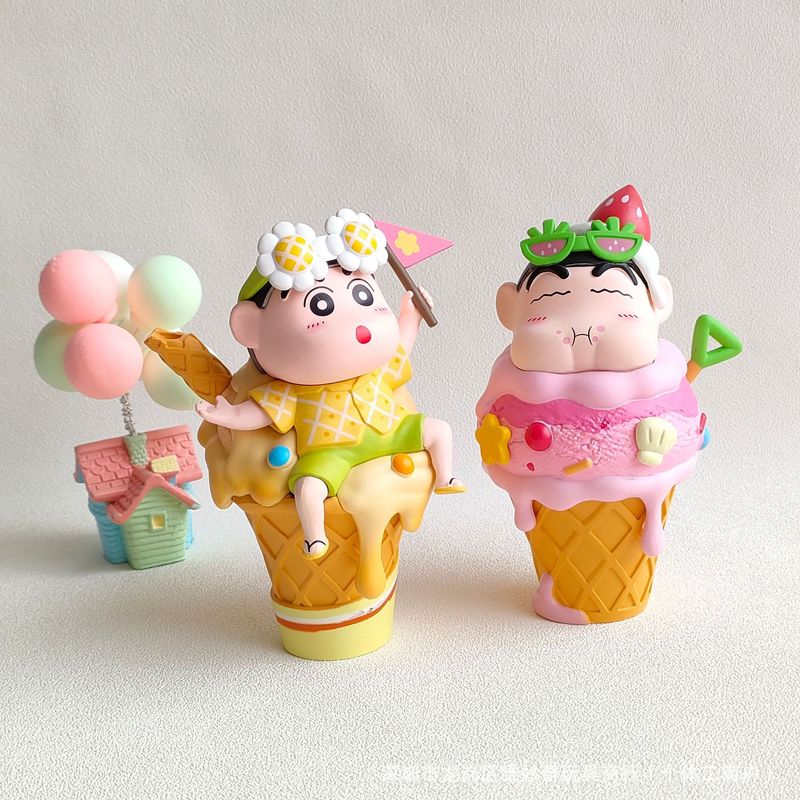 売れ筋6クレヨンしんちゃんサマーアイスクリーム漫画アニメーションフィギュアデスクトップ装飾トレンディなライブブロードキャストガシャポン|undefined