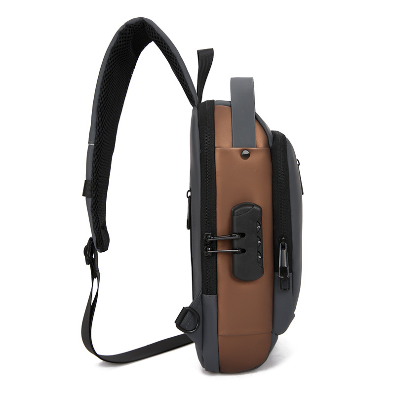 Bolso de pecho para hombre USB al por mayor transfronterizo de nuevo estilo, deporte multiusos simple, ocio, bolso de mensajero ligero a prueba de salpicaduras, marea