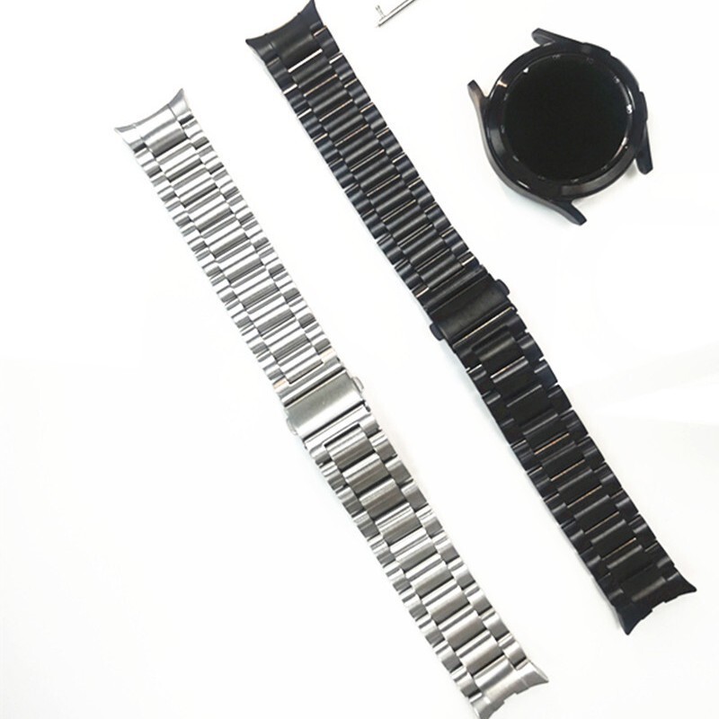 Curved Three Bead Strap For Samsung Galaxy Watch4 Strap Smart Watch Waterproof Metal Strap