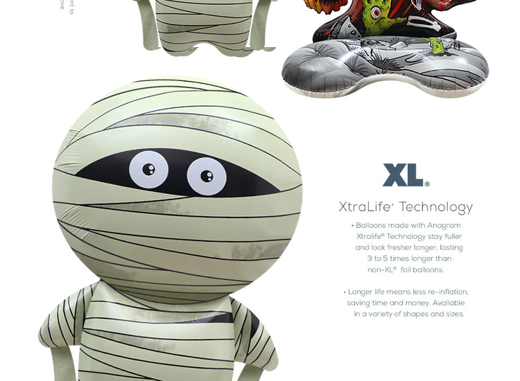 Halloween Party Dekoratioun Ballon 4D stehend dout Bam Form Cartoon Aluminiumfolie grousse Ballon Mumie léif_voghion.com