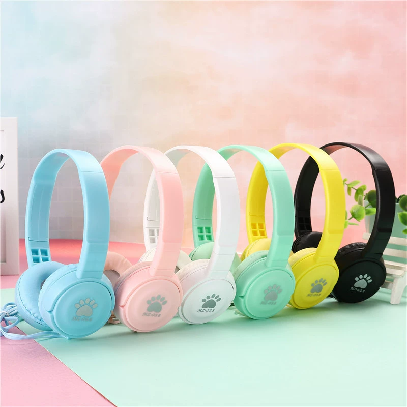 Проводные наушники MZ-028 с дизайном «кошачья лапка», накладные, цвета макарон, для игр, с шумоподавлением, оптом